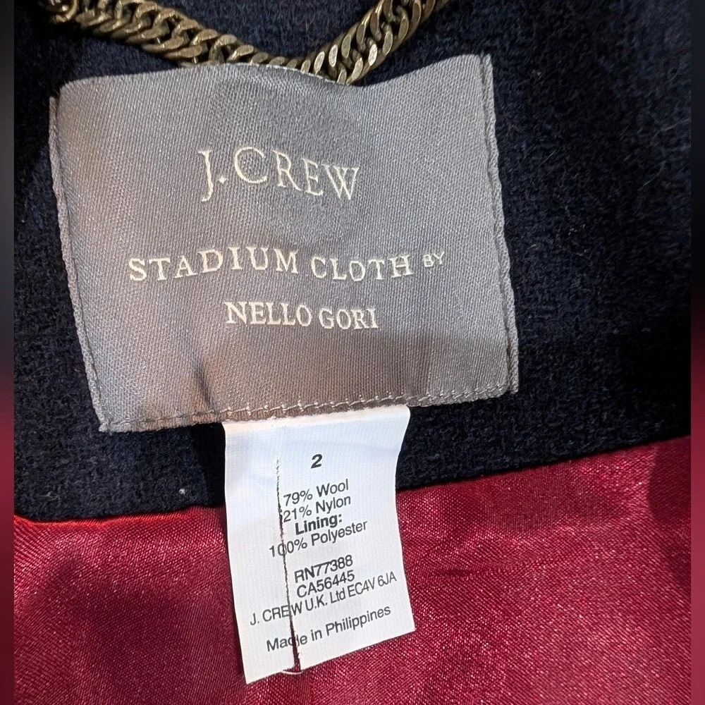 J.Crew Stadium Cloth Wool Peacoat Navy Blue Gold Crest Button‎ 49360 Womens 2 - Picture 7 of 12